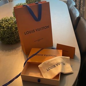 Louis Vuitton wallet box, dust bag , receipt holder and ribbon